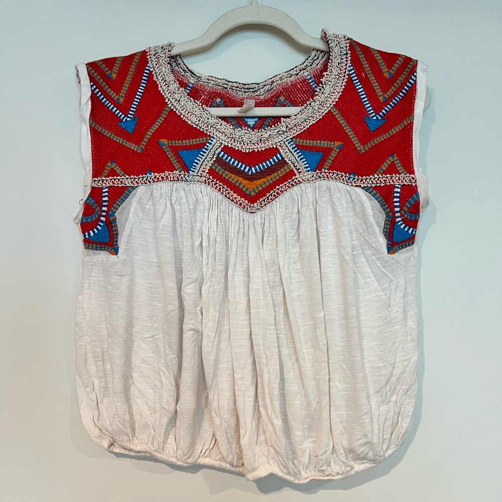 Free People Aztec embroidered sleeveless Boho top small